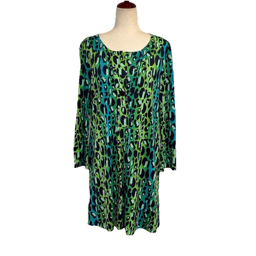 Diane Von Furstenberg Gaby Multicolor Leopard Printed Silk Jersey Mini Dress 10